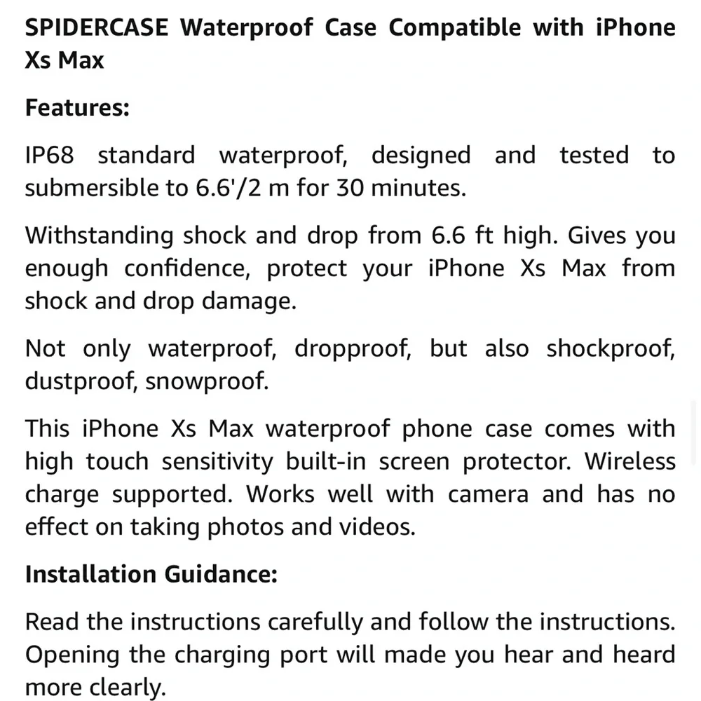 Spidercase waterproof case for iPhone XS Max - NWT
